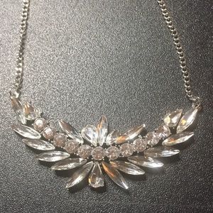 Silver Tone Large Rhinestone Necklace